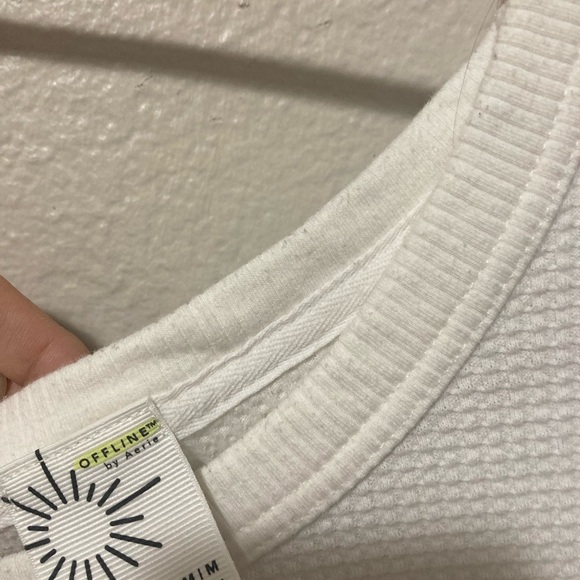 Aerie Offline Waffle Knit Split Hem Long Sleeve Tee Size Medium - Picture 3 of 10